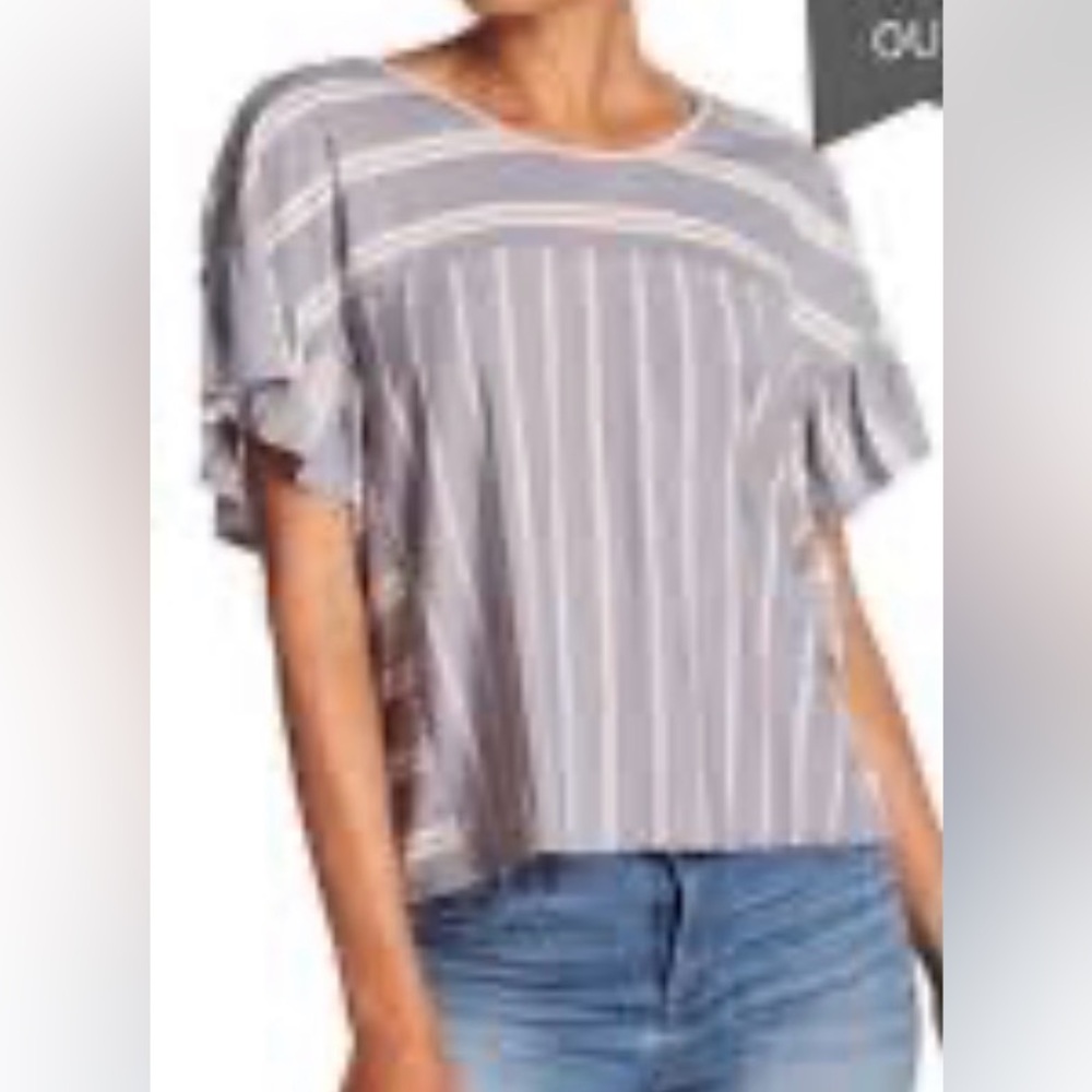 Lucky Brand Women's Gray Striped Blouse
